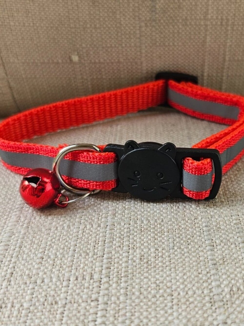 Red Collar for Cats Pet Collar w/ Bell Reflective Neck Collar for Cat Adjustable